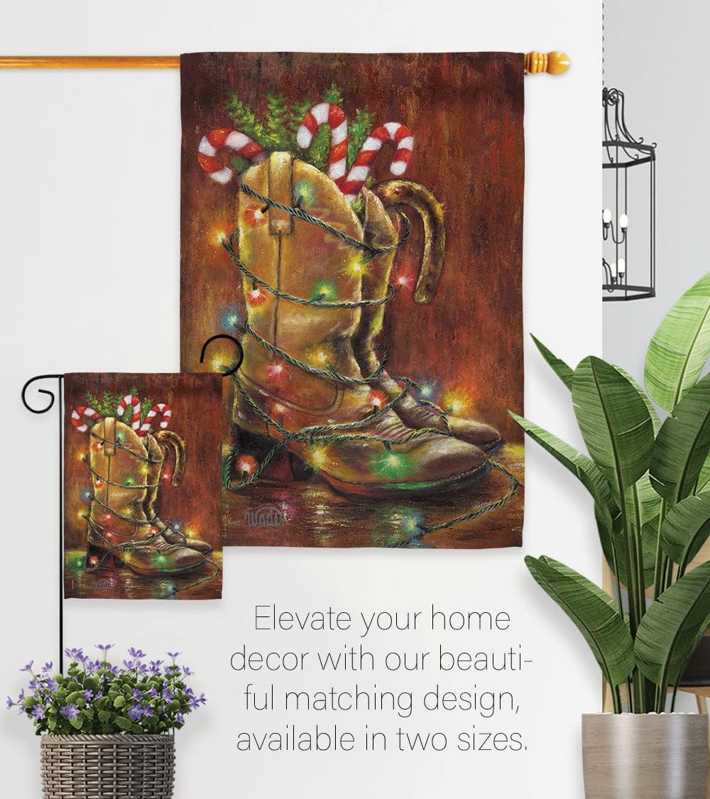 Breeze Decor H114002 Xmas Boots Winter Christmas Decorative Vertical House Flag, 28" x 40", Multi-Color
