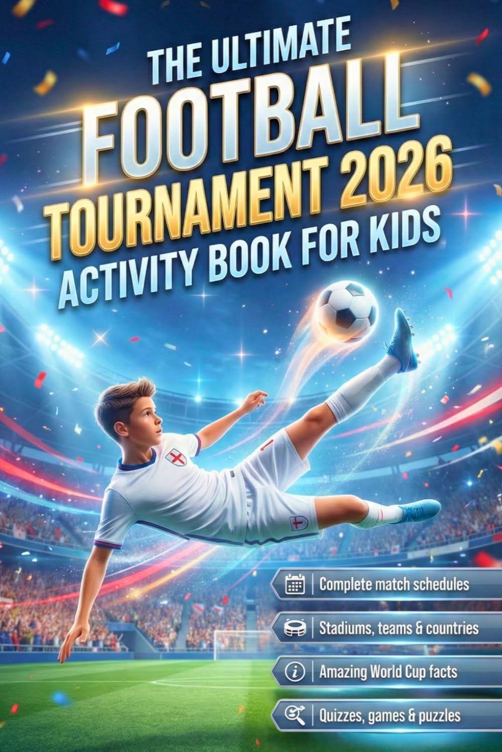 The Ultimate Football Tournament 2026 Activity Book for Kids: Match Schedules, Stadium Guides & Teams – Fun Facts, Quizzes, Puzzles & Interactive Activities