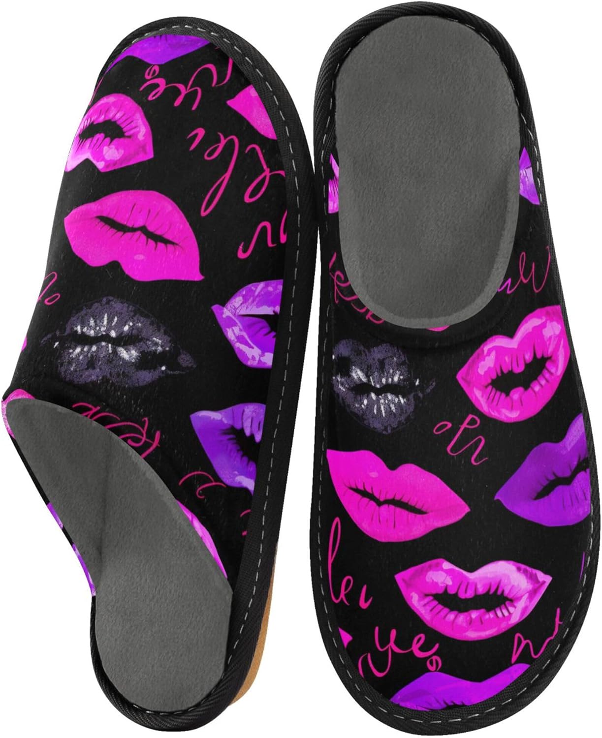 Lip House Slippers – Cozy Fuzzy Slippers for Guests, Washable & Disposable, Perfect for Shoeless Home, Spa & Hotel Use A111752