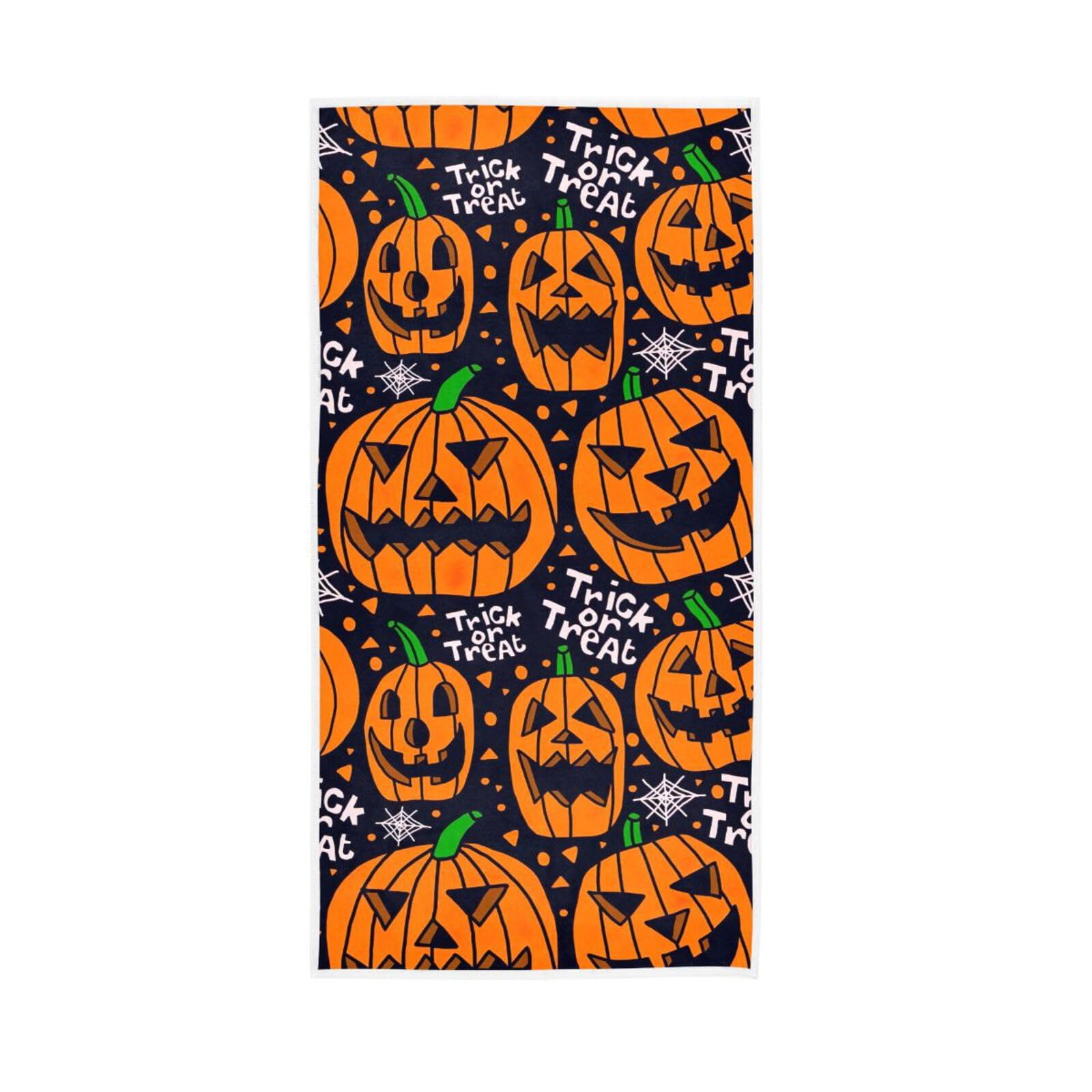 HUYGD Vector Halloween Pumpkins Face Towels, 15 x 30 Inches Absorbent Hand Towel, Spa Towels Farmhouse Hand Towels