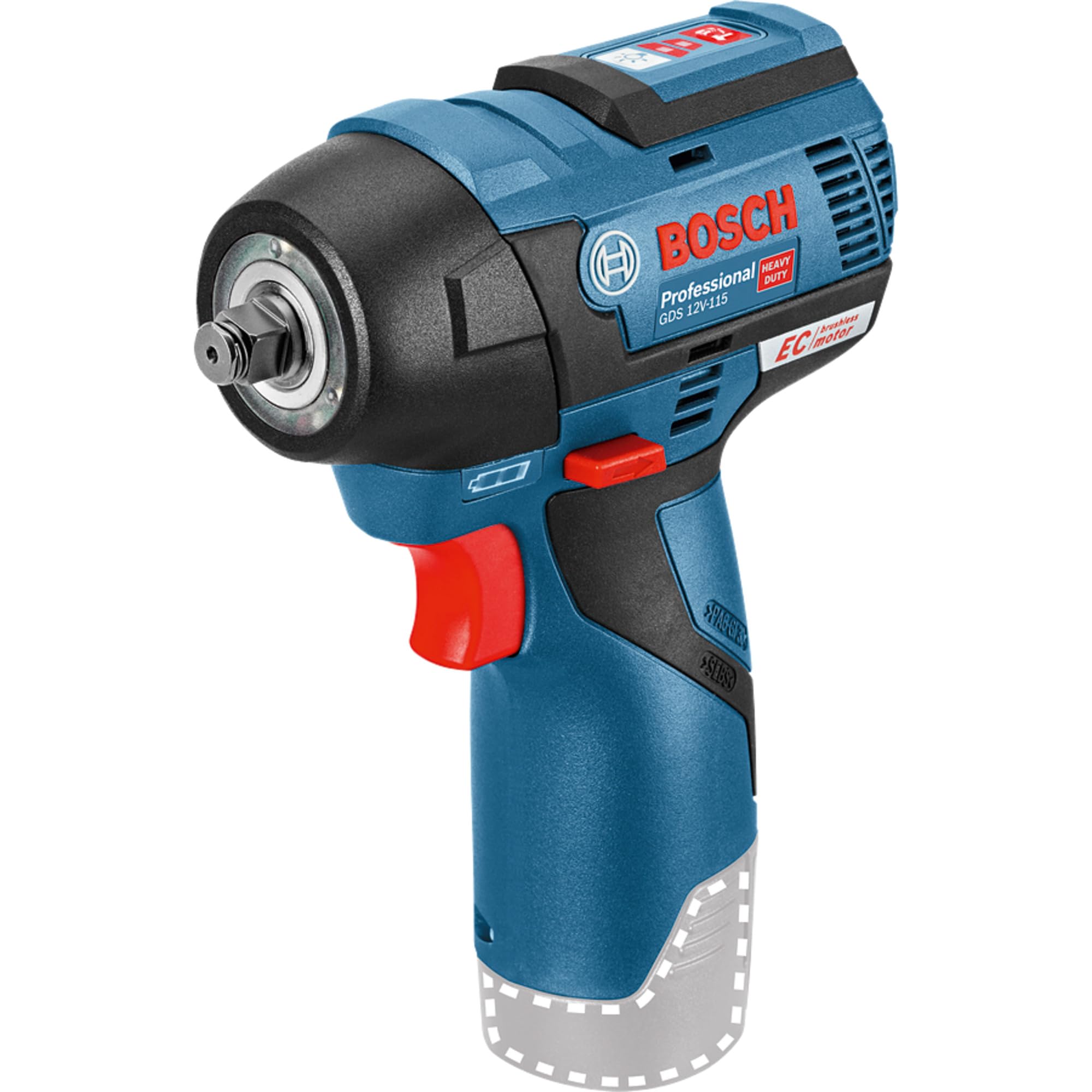 Bosch Professional 12V System atornillador de impacto a batería GDS 12V-115 (par de apriete máx. 115 Nm, fuerza de impacto 0-3100 ipm, incl. bandeja para L-BOXX, sin batería/cargador)