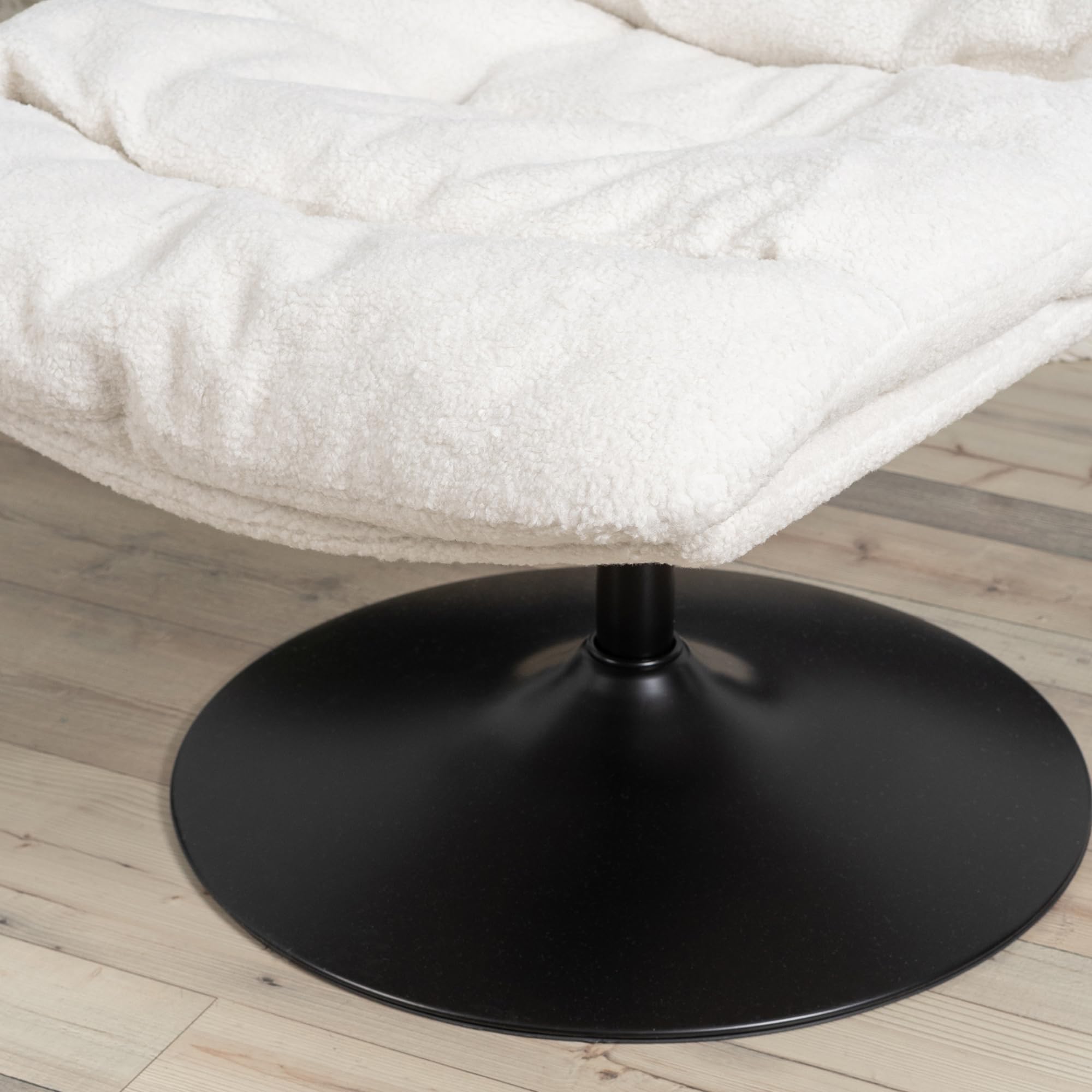 MEUBLE Cosy Sillón Giratoria 360° Butaca de Salón Función de Inclinación con Asiento Grueso Respaldo sin Reposabrazos en Tela de Bucle Blanco