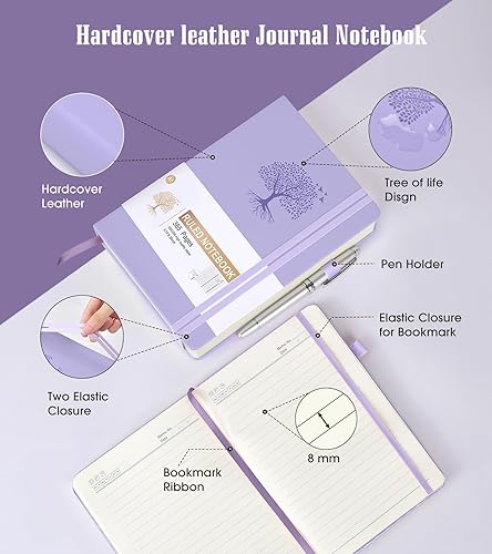 Miniatura 113 de Cuaderno de puntos, 360 páginas numeradas, cuadrícula de puntos, de 8.5 x 11 pulgadas, papel de punto de 3.53 oz/m², tapa dura gruesa, de cuero