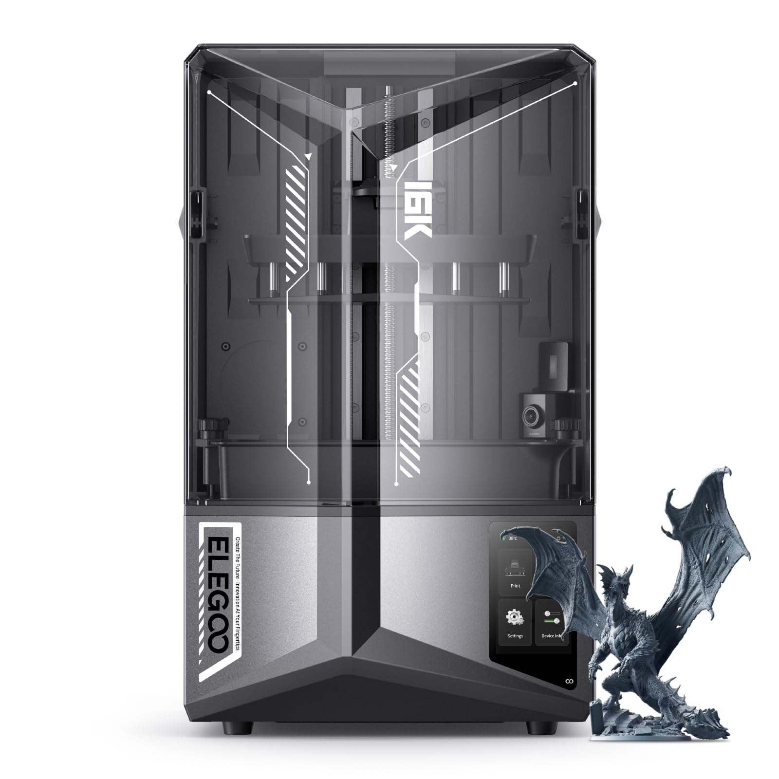 Saturn 4 Ultra 16K Resin 3D Printer with Flip-up Lid, Smart Tank Heating at 30 °C, 150mm/h High Speed Printing, Large Printing Size of 211.68 × 118.37× 220 mm³