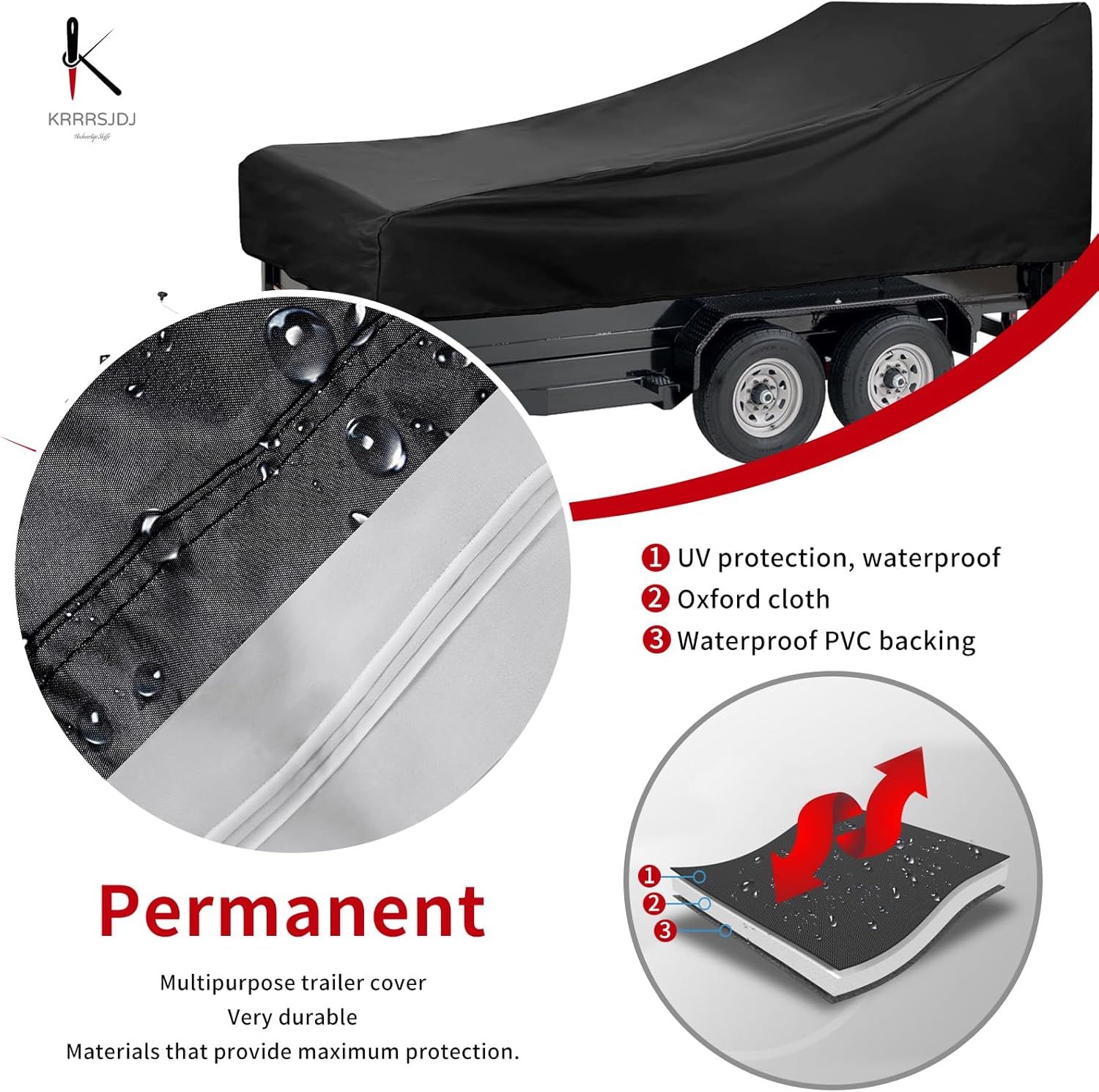 Utility Trailer Cover(with ramp gate),Waterproof Windproof Heavy Duty Black Dump Trailer Cover,420D Dust and UV Protection (Black,5 * 10)