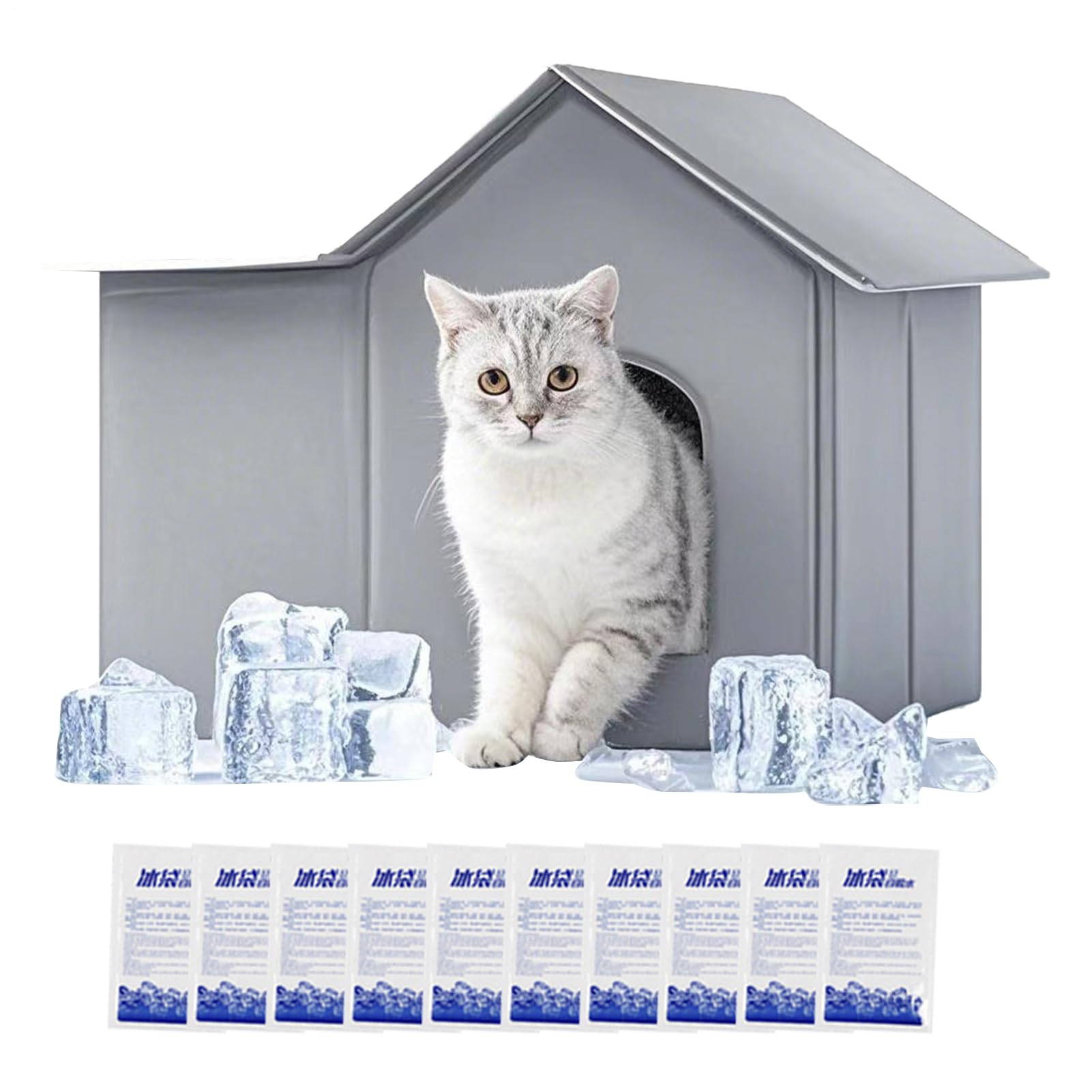 Maison rafraîchissante pour chat d'extérieur contre la canicule au jardin