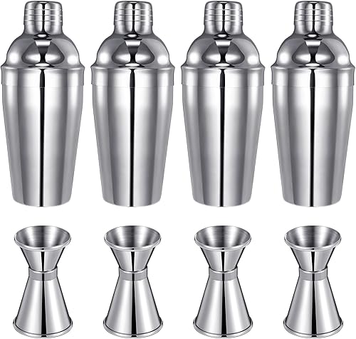 Miniatura 1 de 4 Packs Cocktail Shaker Set Martini Shaker Bulk Stainless Steel Martini Mixer with Strainer Drink Shaker with Double Measuring Jigger for Bar Party