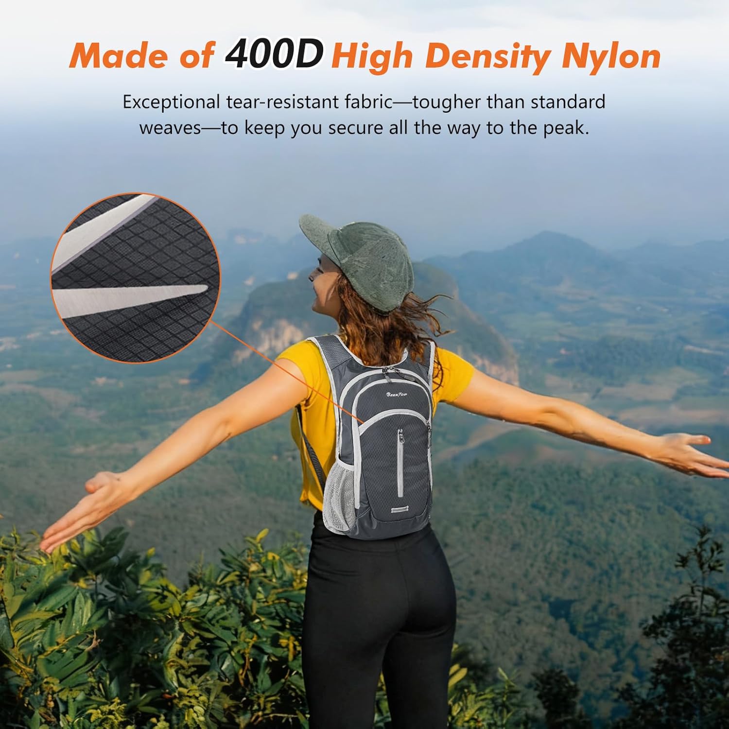 Seektop Expandable Small Hiking Backpack 12L-15L Lightweight Packable Waterproof Daypack with Phone Pocket for Women Men - Image 5