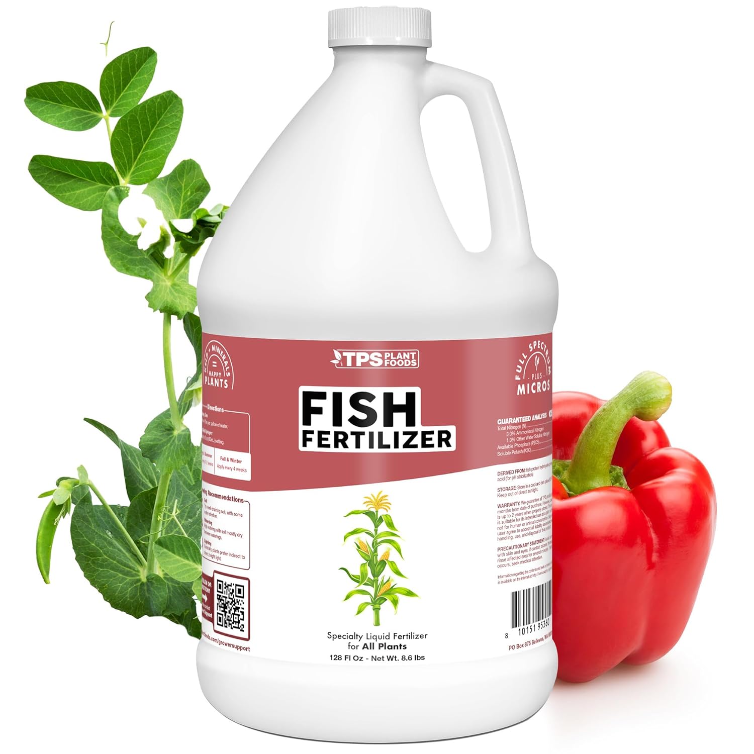 Fish Fertilizer – Liquid Fish Supplement for Lush Growth, Deep Green Leaves & Strong Roots, 1 Gallon