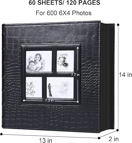 Miniatura 6 de Vienrose - Álbum de fotos para 600 fotos de 4 x 6, hecho de cuero, gran capacidad, para recuerdos familiares, bodas, aniversarios, bebés, vacaciones