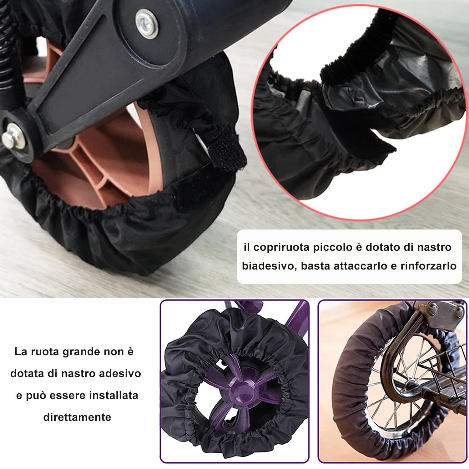 4 pezzi Copriruota per passeggino, Passeggino Coprigambe Antipolvere Copriruota, impermeabili e antisporco, accessori antipolvere