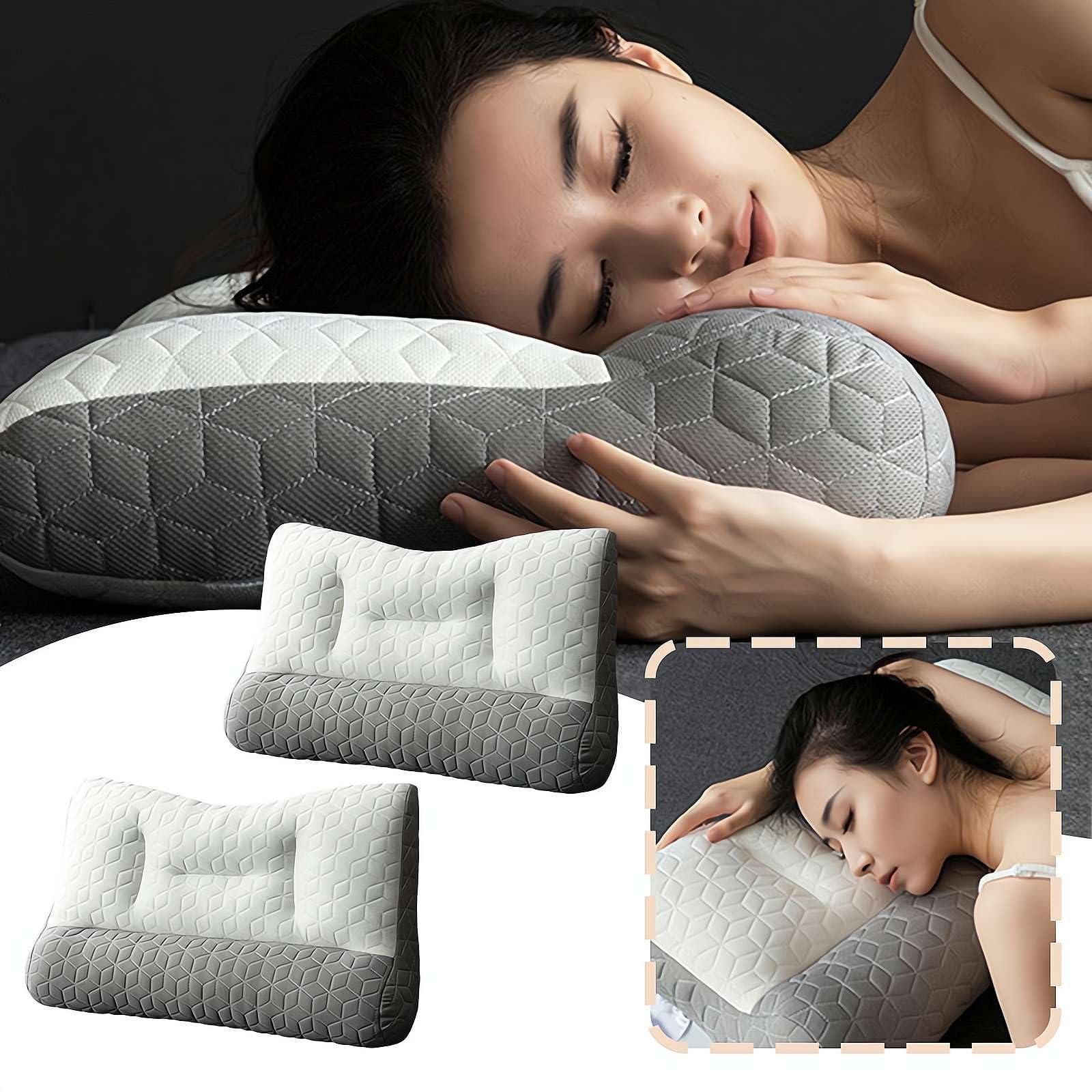 Almohadas, Almohada ortopédica for la apnea del sueño for un Profundo. Soporte Cervical ergonómico for una Mejor Calidad(Blanc,2pcs)