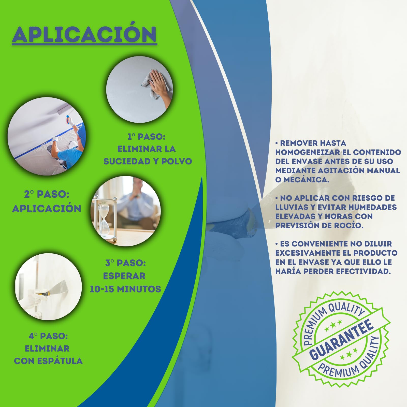 Quita Gotelé al Agua para Pinturas Plásticas | Decapante de Pinturas | Gel Azulado | Fácil Aplicación (750 ML)