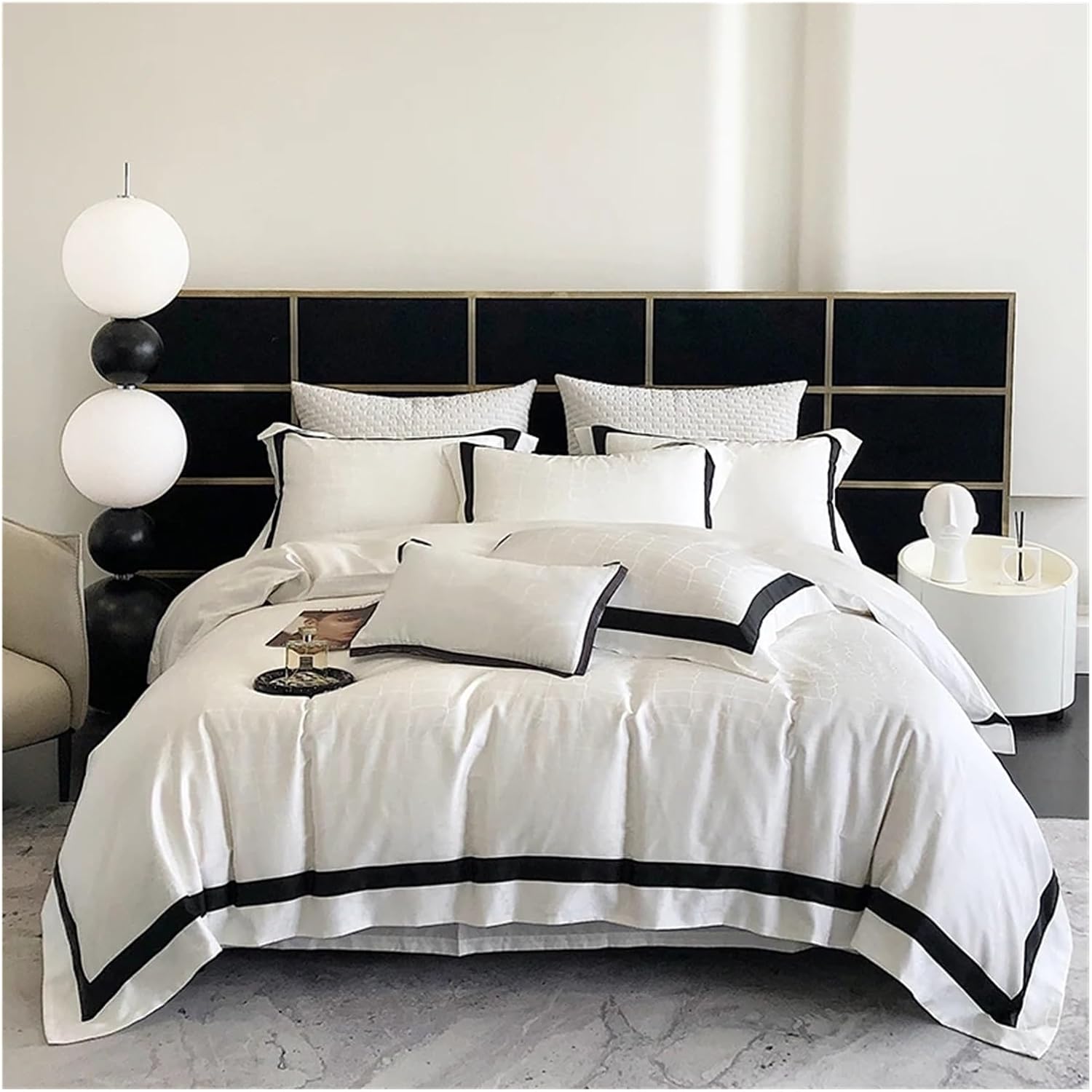 Bed, Luxury Hotel Style Bedding Set Cotton Soft Silky Jacquard Queen King Duvet Cover Set Flat/Fitted Bed Sheet Pillowcases