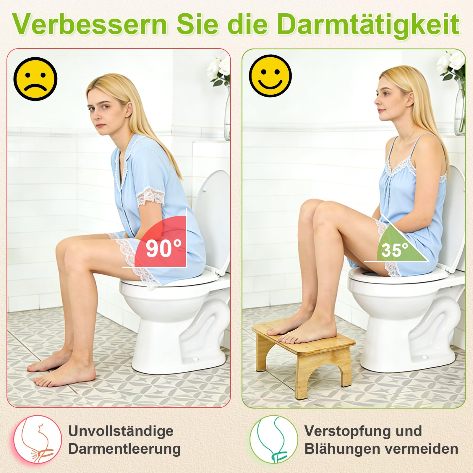 HA BIN Sgabello WC per Adulti e Bambini, Sgabello Toilette per una Posizione Naturale e Migliore Digestione, Klohocker Ergonomico per Bagno Toilet stool