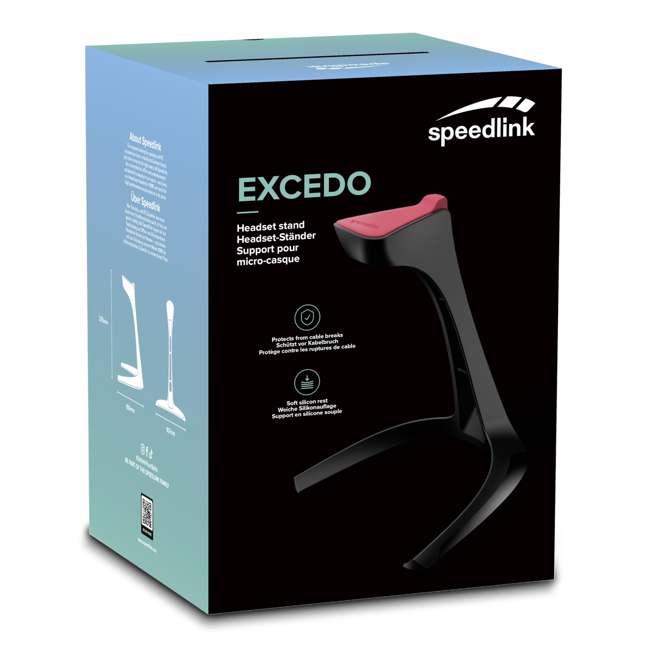 Speedlink EXCEDO Gaming Headset Stand – podstawka na słuchawki i zestawy słuchawkowe, antypoślizgowa podstawa i silikonowa podkładka, czarna