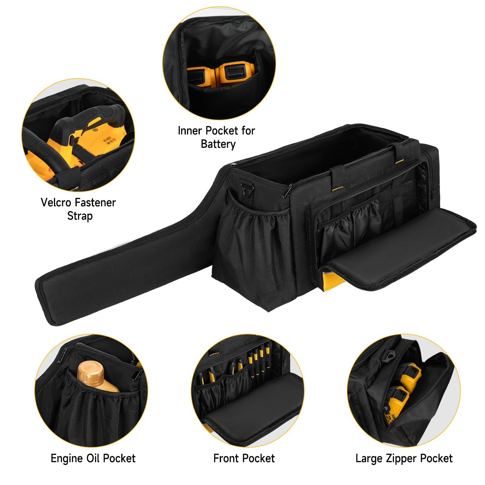 Bolsa de almacenamiento para motosierra, impermeable, plegable, compatible con Greenworks, Dewalt, EGO Power+ 35/40/45 cm y motosierras inalámbricas, color negro (solo bolsa)