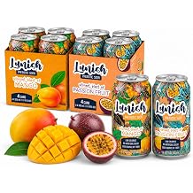LUNISH Prebiotic Soda Variety Pack Mango & Passion Fruit - Tropical Gut Friendly Soda with 4g Prebiotic Fiber, Apple Cider Vinegar, 8 Pack