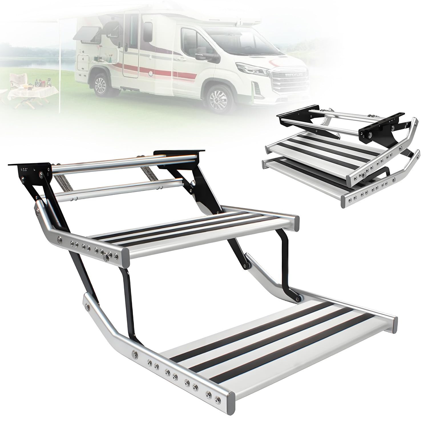Marchepied rétractable camping-car antidérapant LED marchepied manuel van