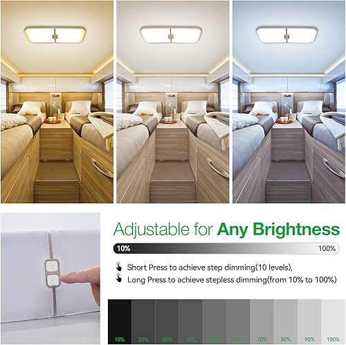 Miniatura 5 de Luces interiores de caravana, 1800 lúmenes, 204 LED, regulables, luces LED para caravana, accesorios interiores de 12 V voltios, luz de techo de 3