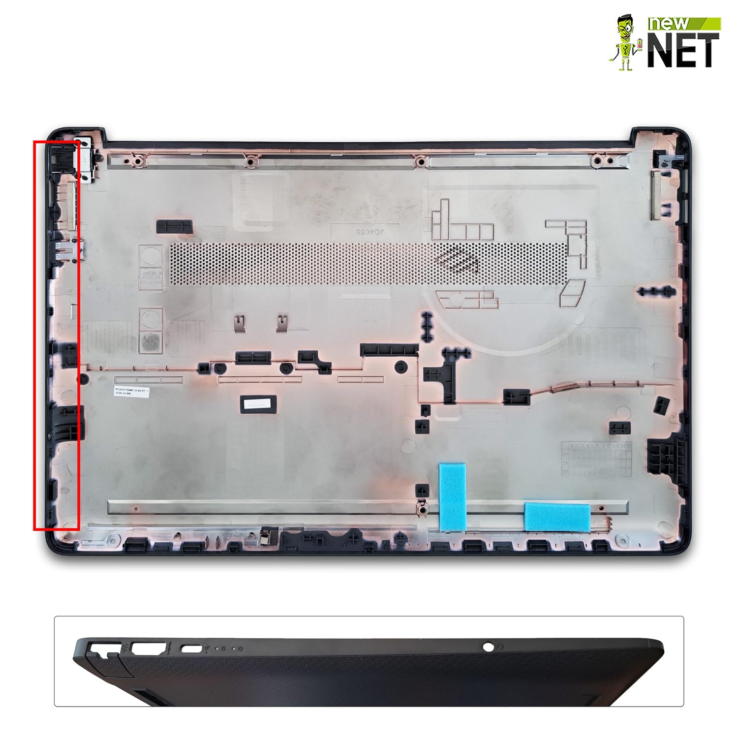 new net - Scocca Inferiore Cover Bottom Case Chassis Compatibile con HP 250 G8, 250 G9, 255 G8, 255 G9, 256 G8, 256 G9 [Colore Das Dark Ash Silver (Argento Cenere Scuro) - ABS]