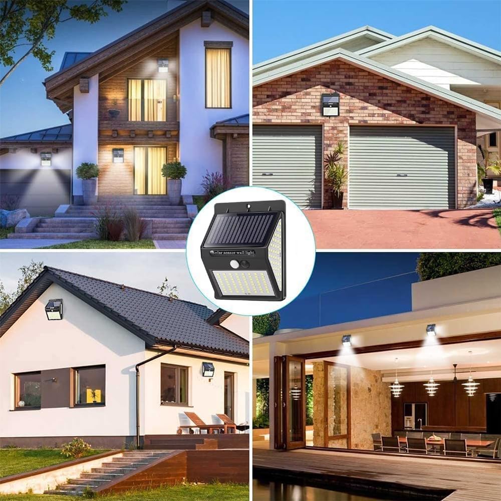 Decorman Solar Lights Outdoor, 3 Modes/144 LEDs Solar Motion Sensor Security Lights Wireless IP65 Waterproof with Wide Angle Solar Wall Lights for Patio Garden Garage Yard Front Door