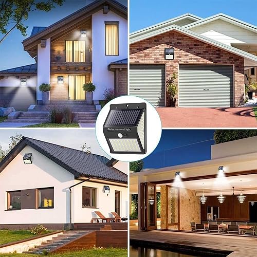 Miniatura 6 de Luces solares para exteriores, 3 modos144 LED con sensor de movimiento solar, luces de seguridad inalámbricas IP65 impermeables con gran angular,