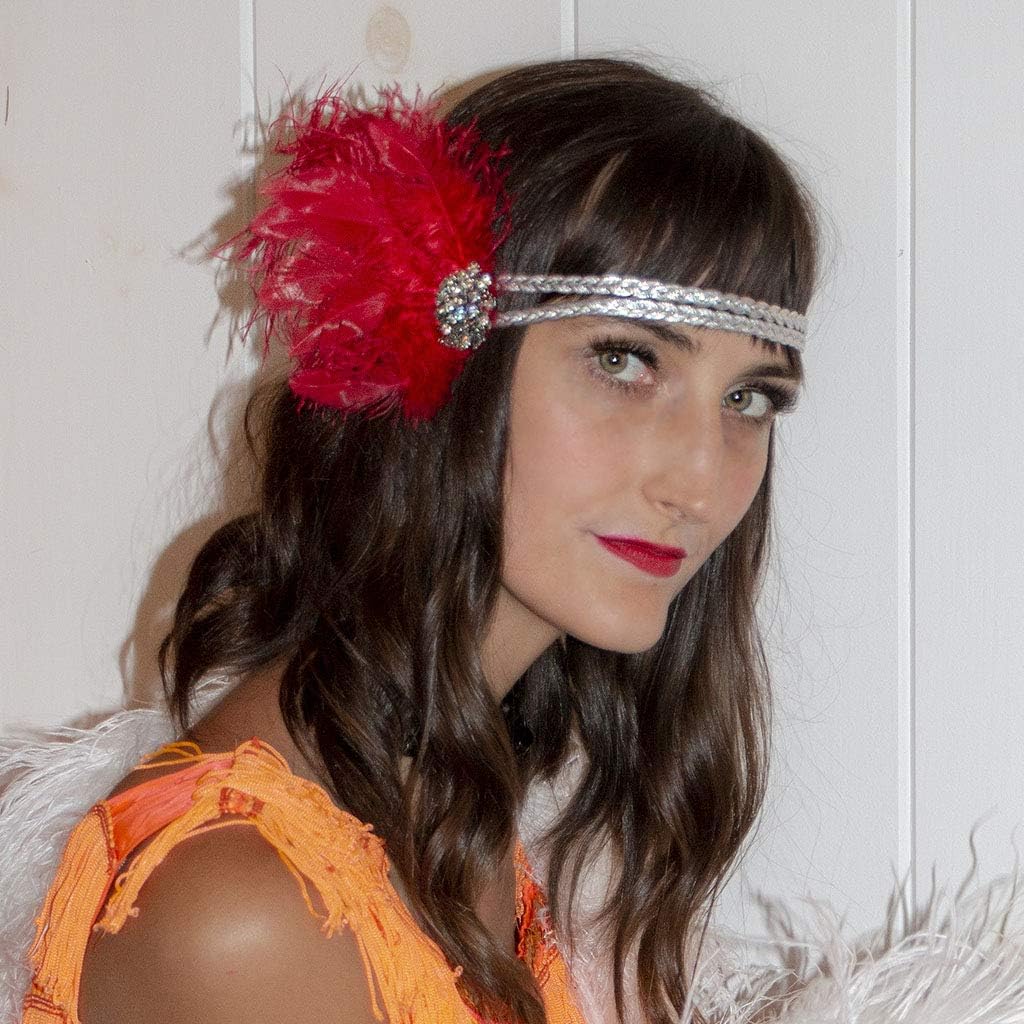 ZUCKER 1920s Headpiece Feather Hair Accessories -New Year Eve- Gatsby Costumes for Woman Flapper Headband