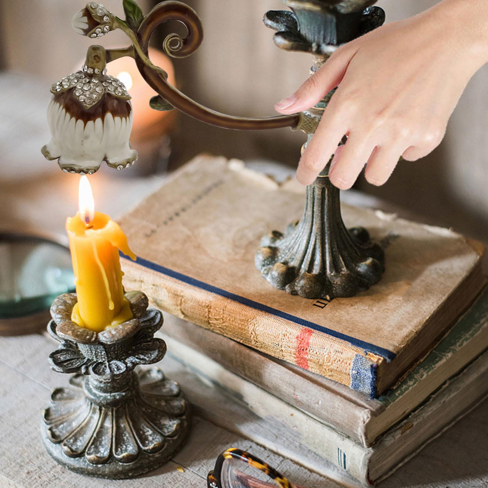 Estintore Per Candele In Metallo Con Manico - Vintage, Per Spegnere Stoppini Senza Soffiare