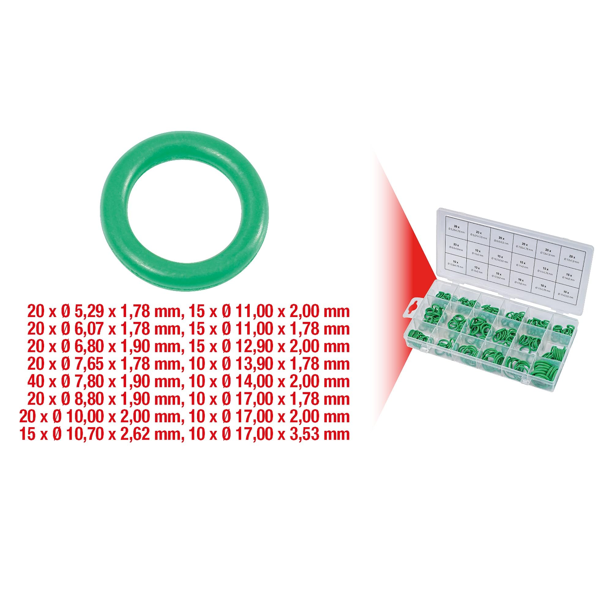 KS Tools 970.0340 Sortiment O-Ringe für Klima, HNBR, 270-tlg.