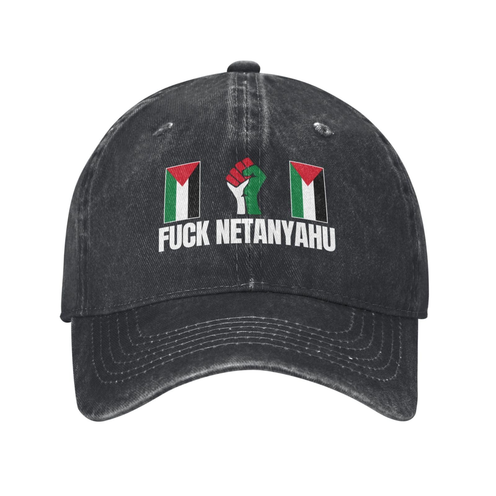 KWQDOZF Fuck Netanyahu HatIsrael Hat Free Palestine Baseball Cap for Men Women Black