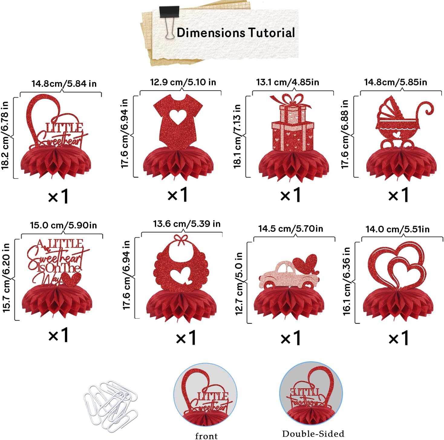 A Little Sweetheart Is on the Way Honeycomb Centerpiece Sweetheart Baby Shower Decoration Valentine's Day Themed Party Decoration Red Glitter