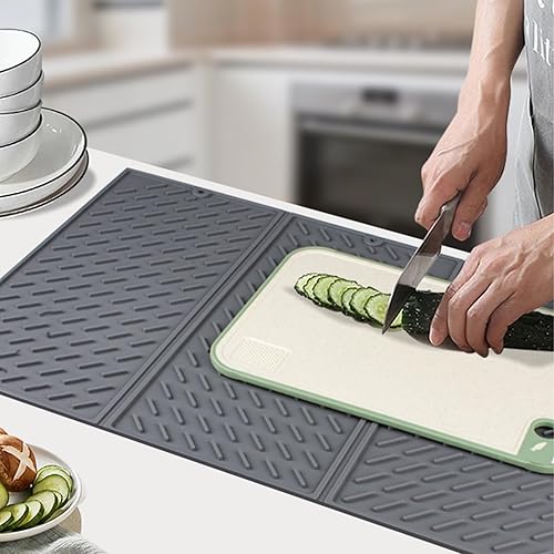 Miniatura 3 de Tapete de silicona para secar platos y tazas, salvamanteles extra grandes para platos calientes, ollas calientes de gran tamaño y almohadillas