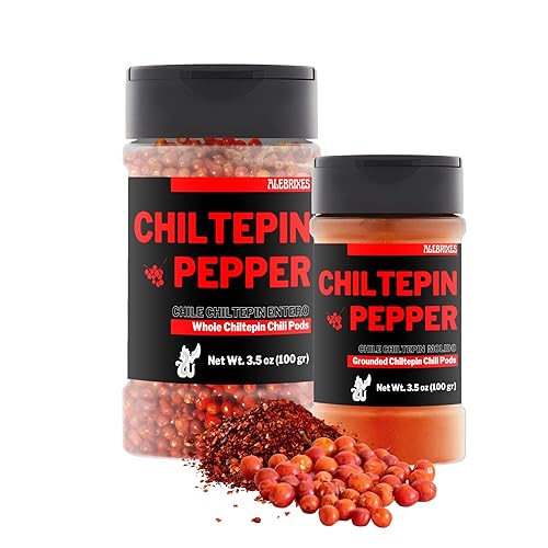 Miniatura 1 de Alebrixes - Paquete de 2 piezas Chiltepin  Botella entera de 35 onzas 353oz  Chiltepin molido 35 oz 100 g  Para mariscos condimentos mexicanos
