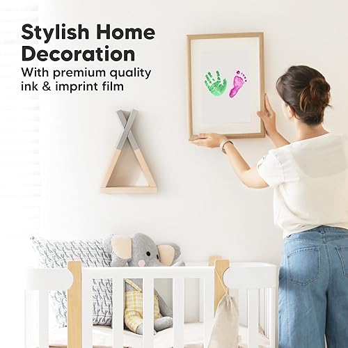 Miniatura 6 de Kit de 4 manos y huellas de bebé sin tinta, almohadilla de tinta sin desorden para recuerdo de recién nacidos, kit de huellas de nariz de perro y