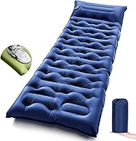 Vista 12 de Colchoneta de dormir para campamento, de 5.9 pulgadas de grosor, con almohada integrada y bomba de pie, almohadilla de dormir autoinflable