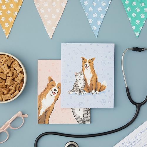 Miniatura 2 de Bright Creations Paquete de 4 cuadernos veterinarios para gatos y perros con huellas de patas, cuadernos rayados rosa/azul para regalos veterinarios