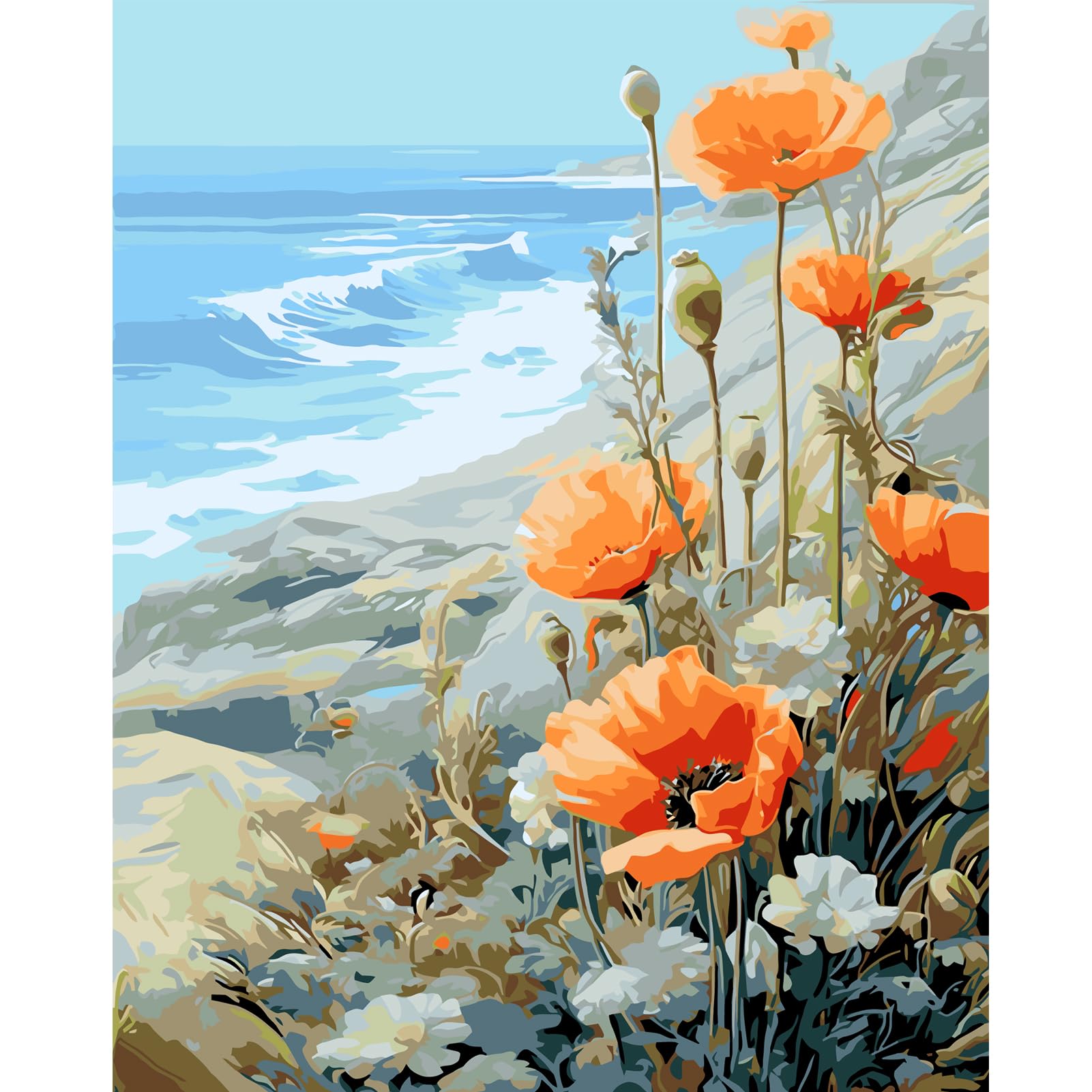 JATOK Paint by Numbers Kits for Adults, Painting Kits for Beginners On Clear Symbols Colored Canvas, Easy DIY Acrylic Pigment Drawing Paintwork for Home Wall Decor, 16x20 in Frameless, Flower