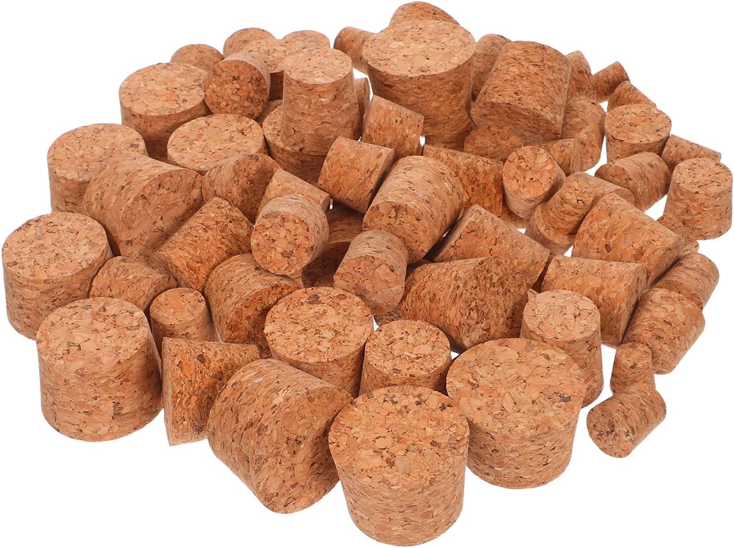 TOYANDONA 80pcs Cork Stopper Assortment: Natural Tapered Cork Plugs - Multi-Size Bottle Bungs for Wine Beer Essential Oil Containers - DIY Craft Leakproof Seals