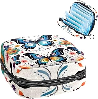 RODAILYCAY Butterfly Sanitary Napkin Storage Bag, Tampons Collect Holder Purse, First Period Kit for Girls Women, Pad Bag for Period for School