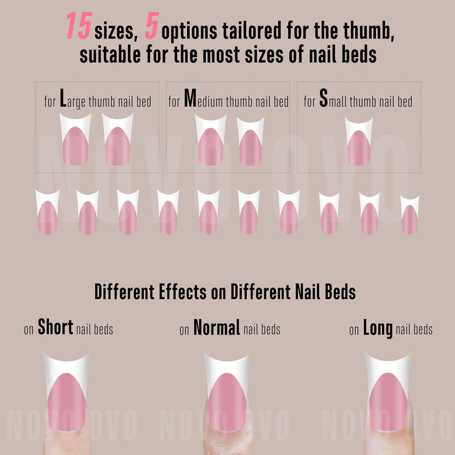 White French Tip Duck Feet Nail Tips Full Cover for Press on Acrylic with Moon Curve, BERRY PINK Extra Thick Medim Long, Flare Wide Soft Gel Fake False Nail Extension x 15 Sizes 150 pcs