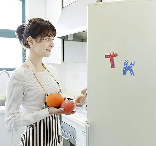 Miniatura 5 de PENTA ANGEL 26 imanes de madera para nevera, letras de madera grandes magnéticas para refrigerador ABC alfabeto lindo juego de aprendizaje de