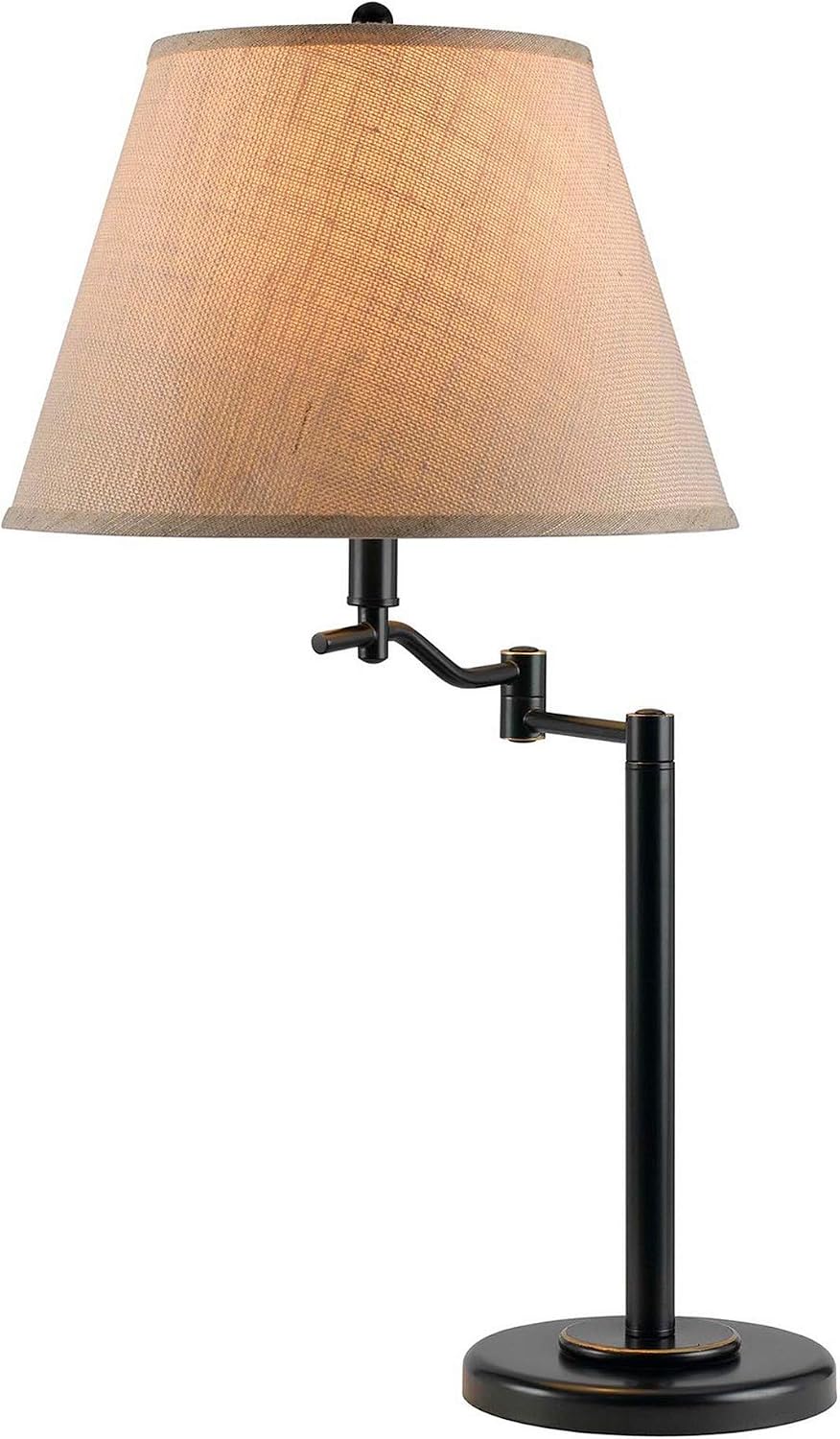 Benjara 3 Way Metal Body Table Lamp with Swing Arm and Conical Fabric Shade, Black