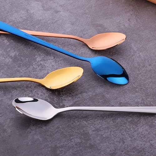 Miniatura 5 de Do Buy 8 cucharas de té helado 1810 de 8 pulgadas, cuchara mezcladora de mango largo (multicolor)