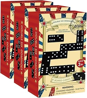 Wooden 3 Pack Double 6 Domino Set - 28 Tiles Each | Classic Family Table Games for Kids, Adults, and Parties | Perfect for Classroom, Travel, Durable Board Game for Fun Nights