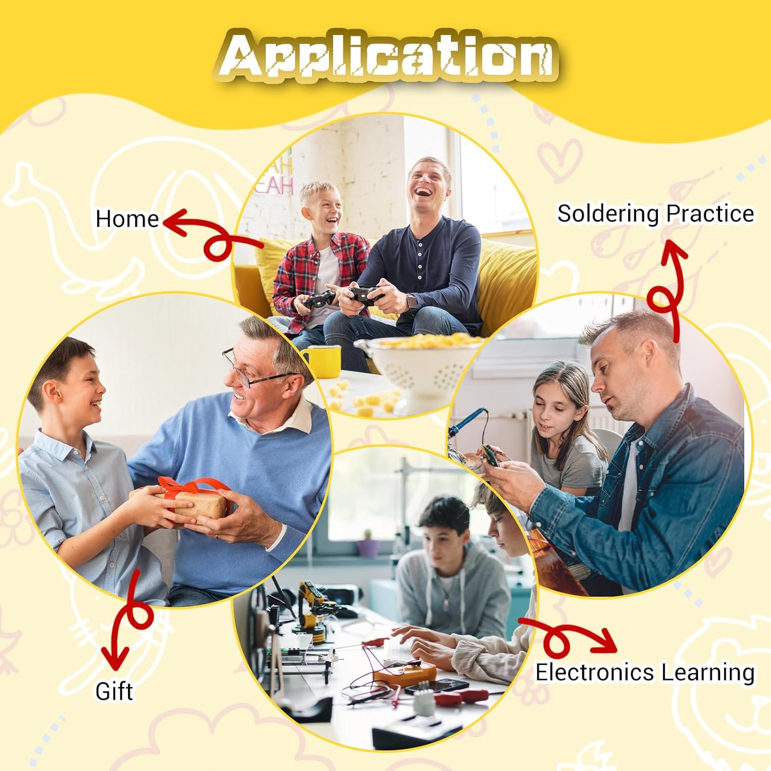 PEMENOL Beginner Electronics DIY Retro Handheld 7-in-1 Game Console with Adjustable Difficulty Levels and Pause Feature, Ideal for STEM Class & Practice - Image 7