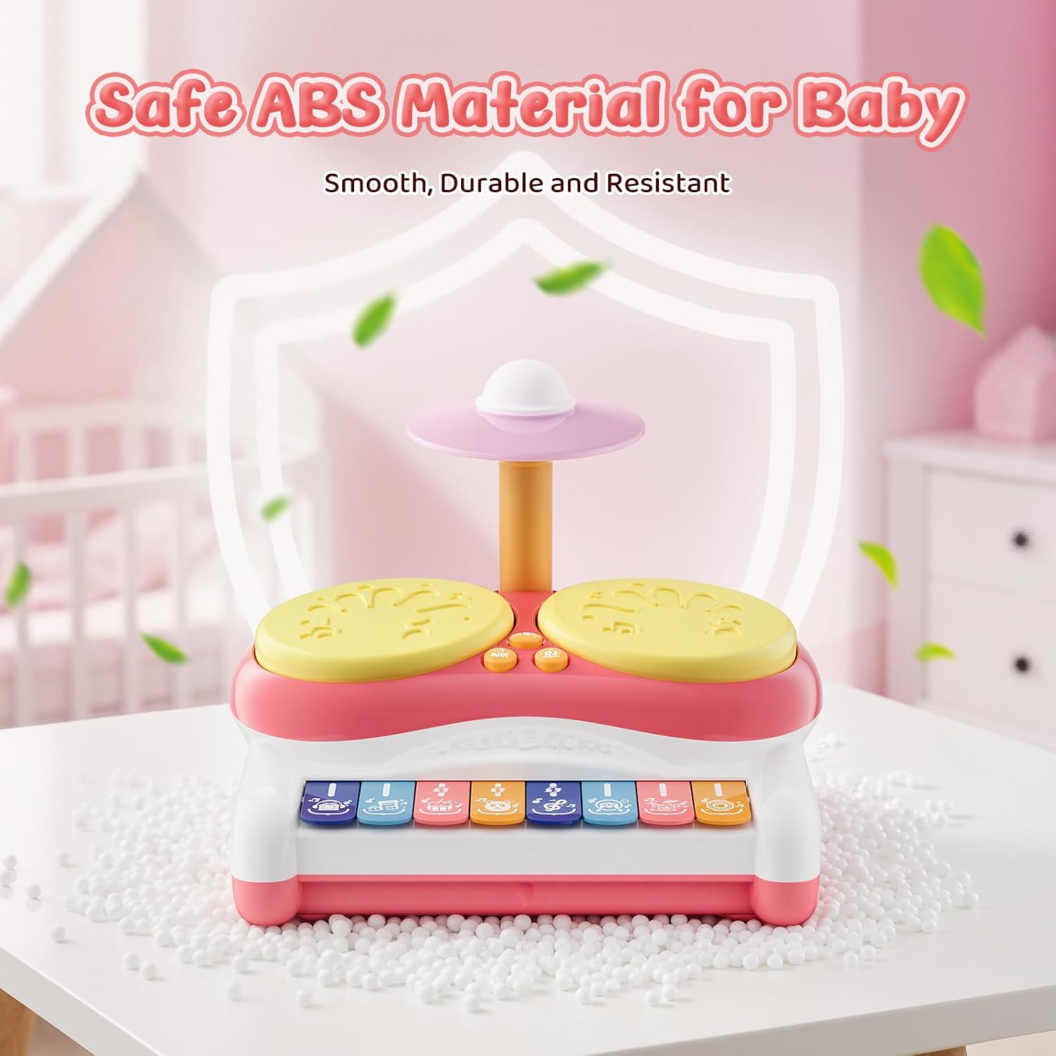 Toys for 1 Year Old Girl Gifts, Baby Music Toddler Toys Age 1-2, 3 in 1 Piano Drum Touch Light Up Toy, Infant Musical Toy 6-18 Months Babies Birthday Easter Xmas Gifts for 1 2 3 Year Old Girls