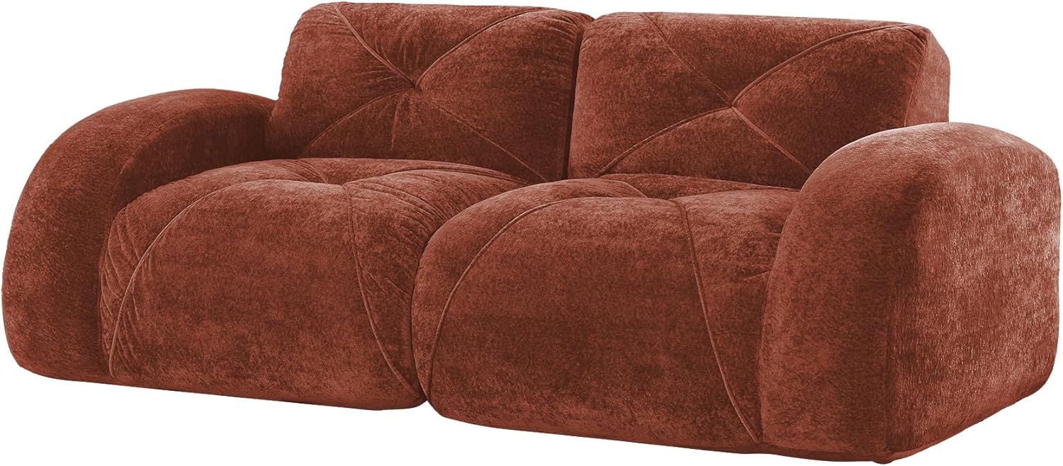 mikibama 2-Seater Sofa Couches Boneless Sofa, Soft Velvet Fabric Bottom Anti-Slip Design,Ergonomic Design Bottom,No Assembly Required for Living Rooms