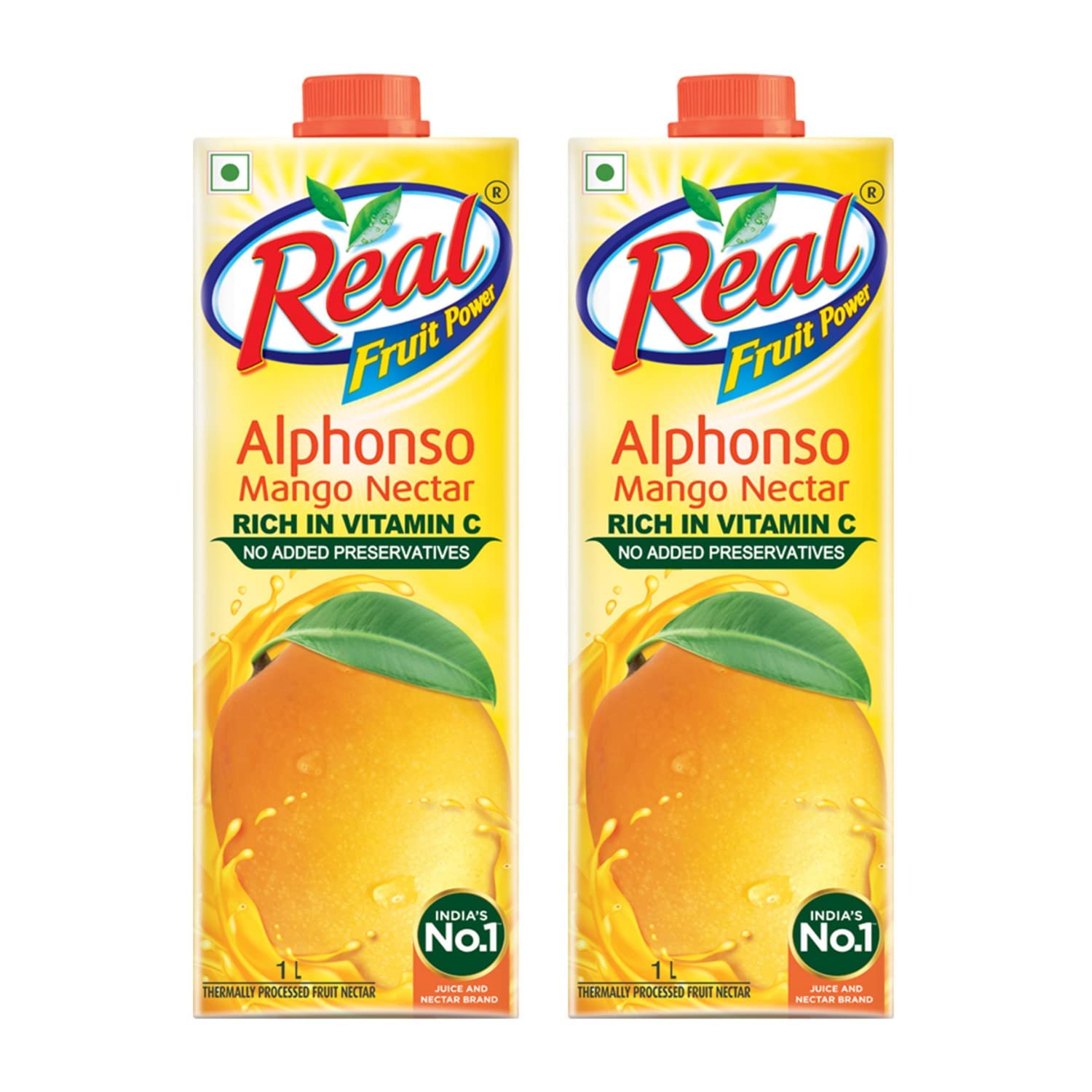 Real Alphonso Mango Fruit Juice - 2L (1L x 2) | Rich in Vitamin C | No Added Preservatives | No Artificial Flavours | Goodness of Best Fruits | Tasty, Refreshing & Energising