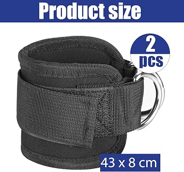 Ankle Straps for Cable Machines Cable Kickback Ankle Strap Adjustable Double D-Ring Ankle Cuff Straps Gym Ankle Strap Kickback Ankle Straps Leg Straps Ggym for Cable Machine for Men and Women 2 Pcs